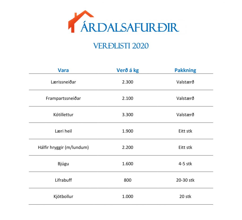 Verðlisti 2020-1